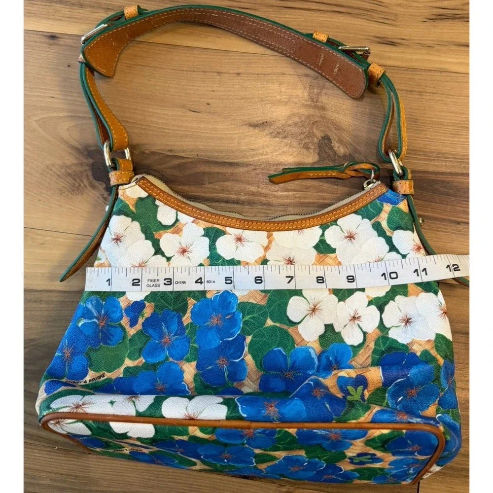 Dooney & Bourke Hydrangea Basketweave Small Kiley Hobo Shoulder Bag Floral Blue